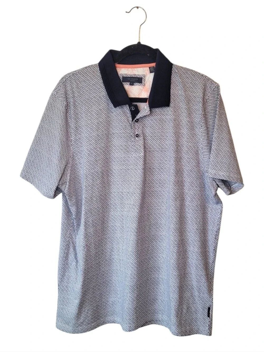 Ted Baker Men's Navy & White Micro-Pattern Polo Size 5/US XL